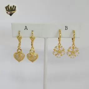 (1-1192) Gold Laminate - Zircon Dangling Earrings - BGO