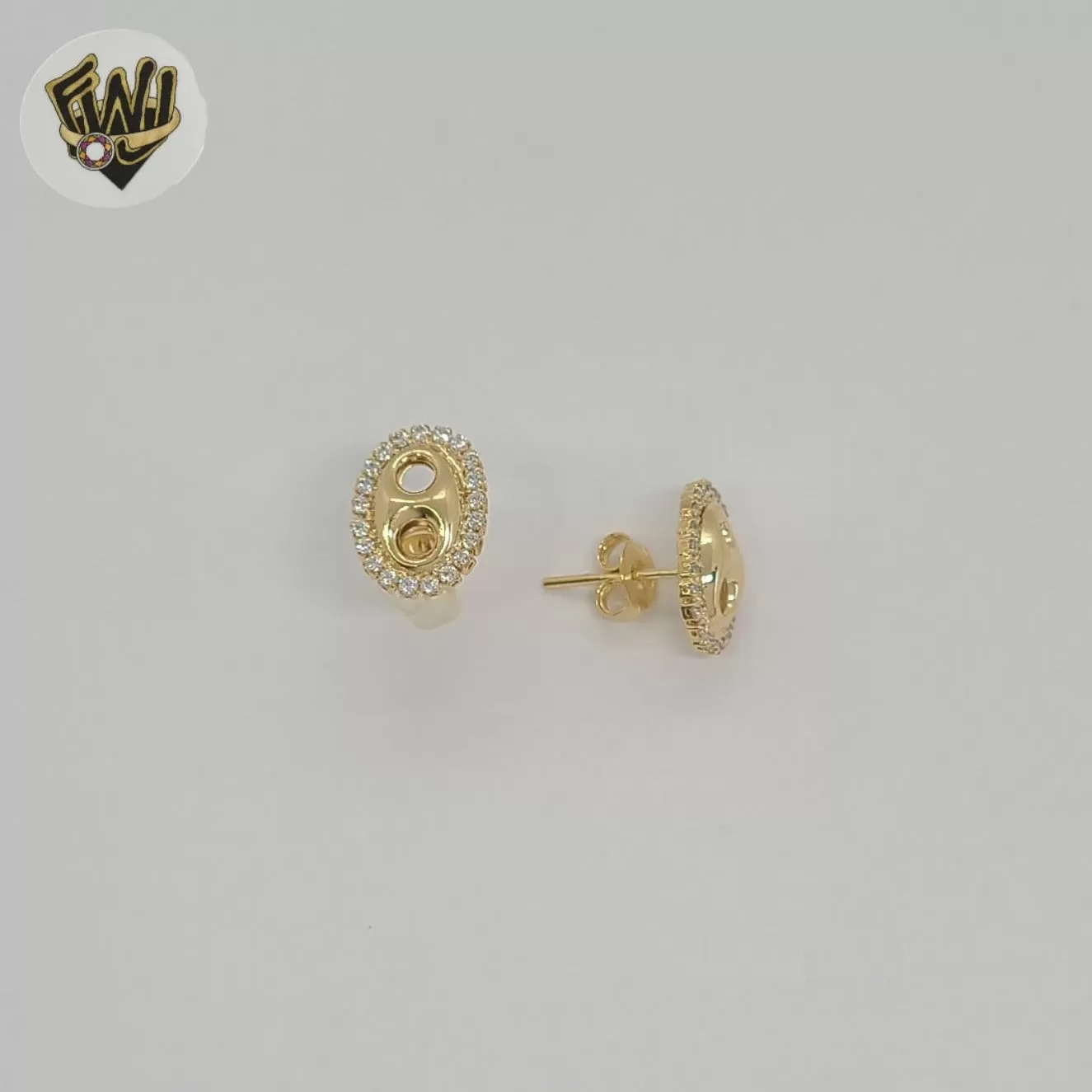 (1-1197-4) Gold Laminate - Zircon Puff Marine Earrings - BGF