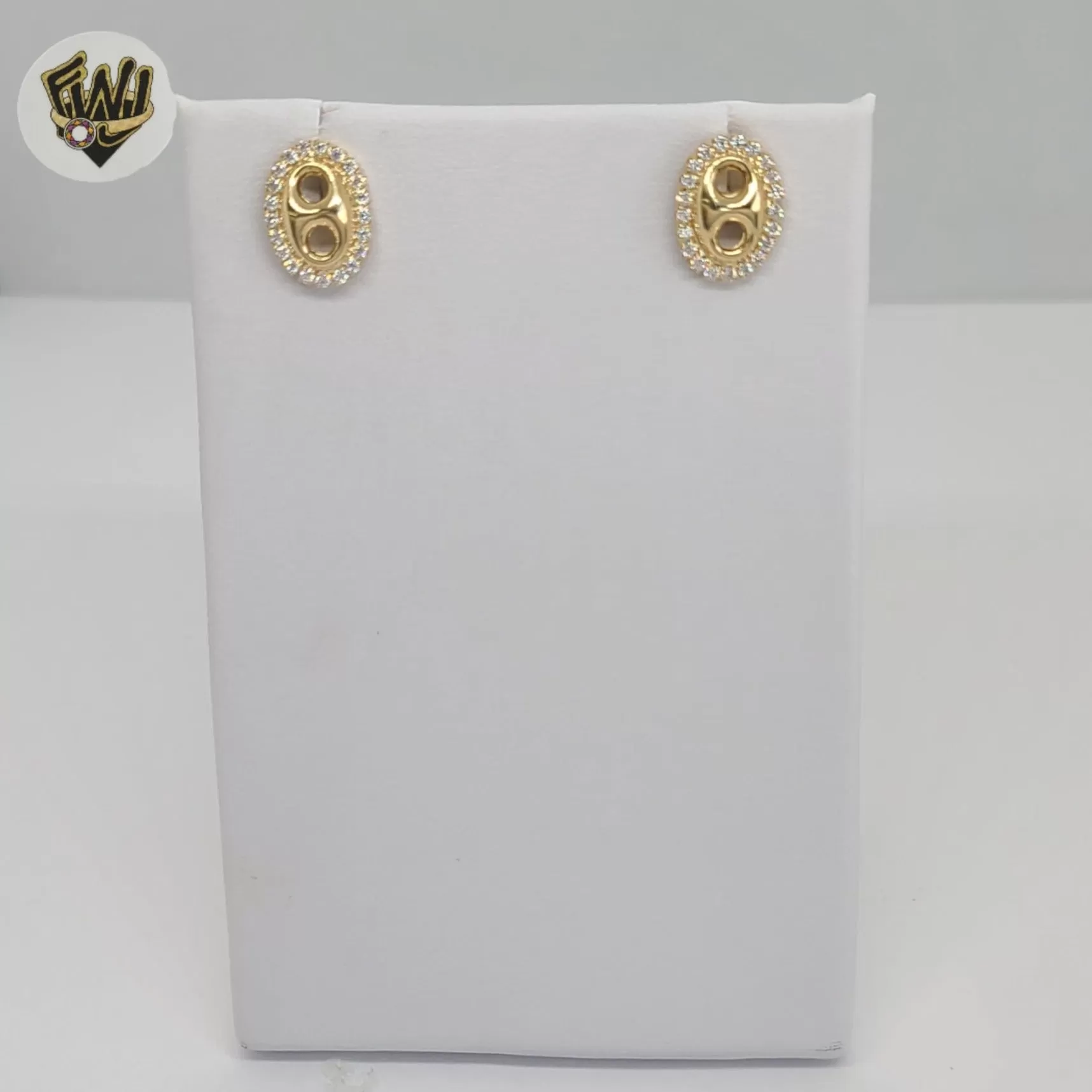 (1-1197-4) Gold Laminate - Zircon Puff Marine Earrings - BGF