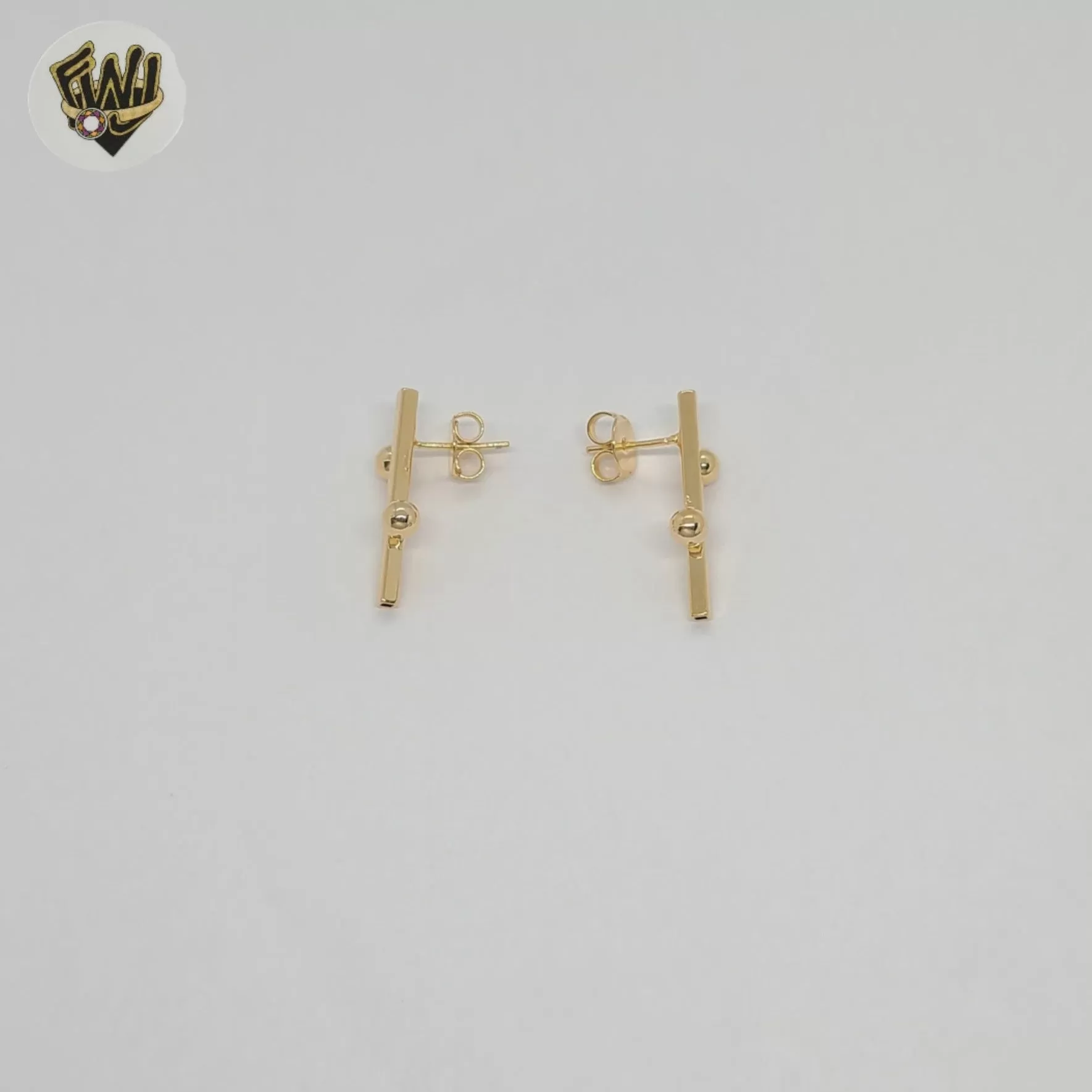 (1-1206-3) Gold Laminate - Long Squared Earrings - BGF