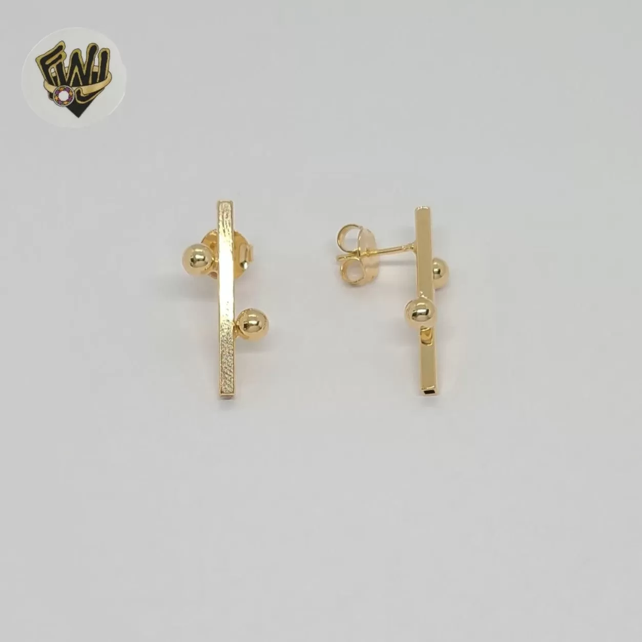 (1-1206-3) Gold Laminate - Long Squared Earrings - BGF