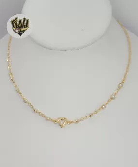 (1-6233-1) Gold Laminate -Pearls Paper Clip Necklace - 18 - BGF