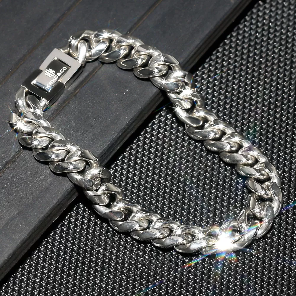 10mm Miami Cuban Link Bracelet in White Gold - KRKC