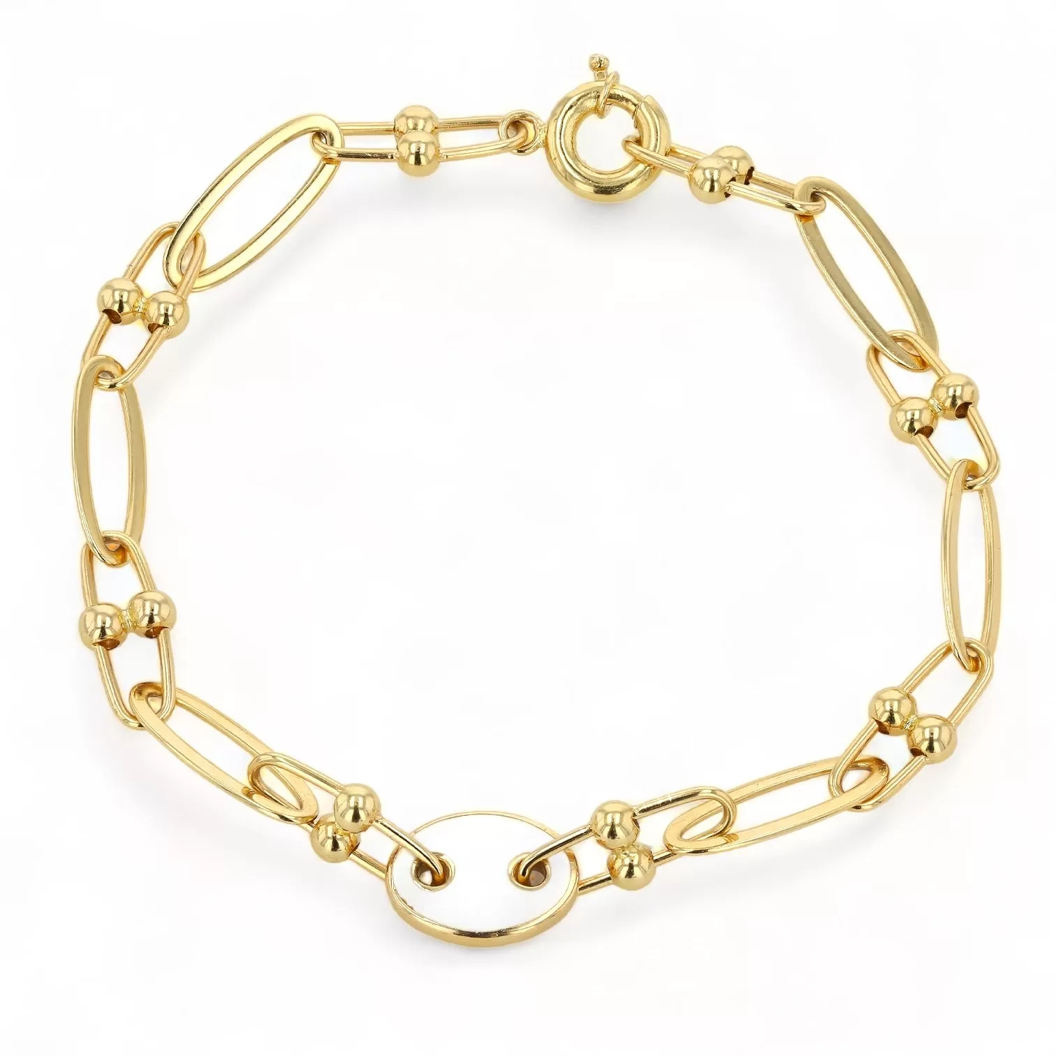 14K Yellow Gold Reversible Mariner Bracelet - 9010