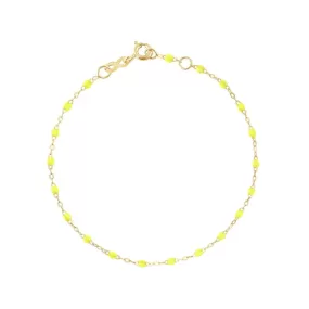 18K Gold and Neon Yellow Lime Resin Beaded Classic Bracelet