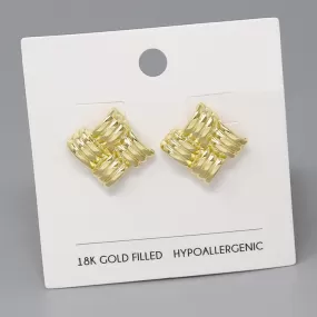 18K Gold Filled Basket Weave Stud Earrings