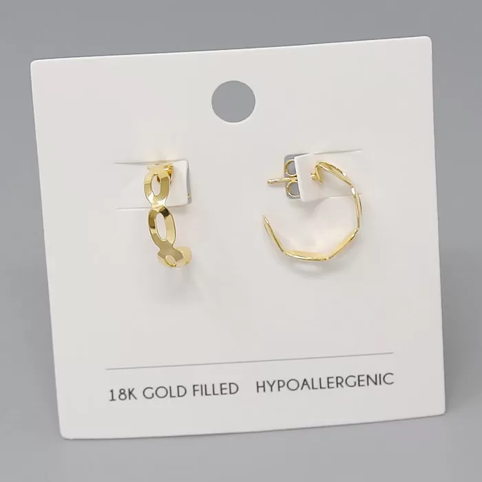 18K Gold Filled Textured Hoop Earrings