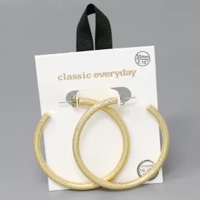 55 MM Textured Pipe Hoop Earrings