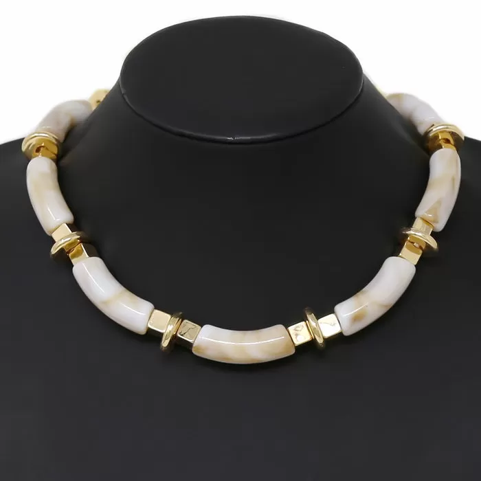 Acetate Tube Beaded Short Necklace