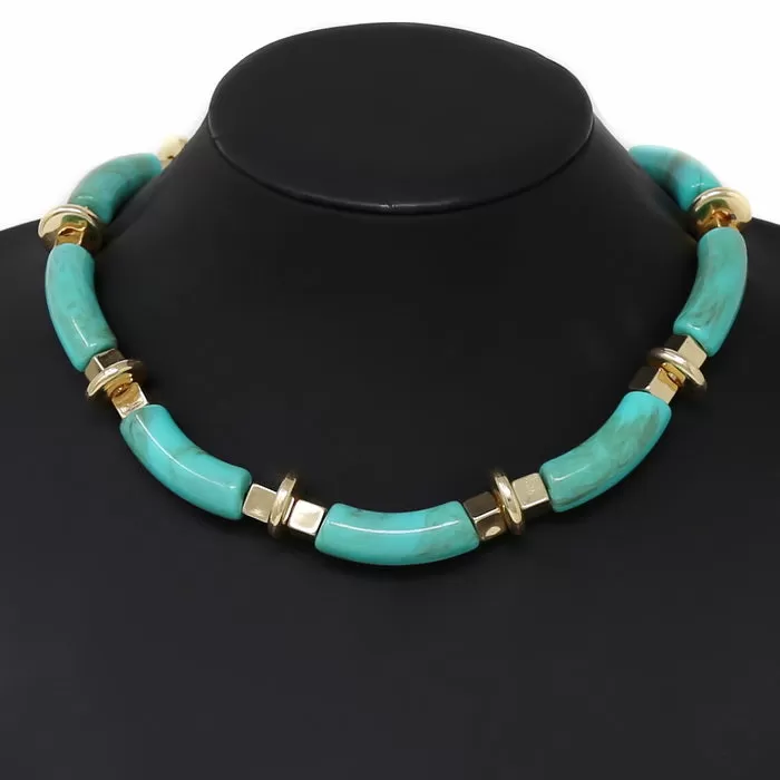 Acetate Tube Beaded Short Necklace