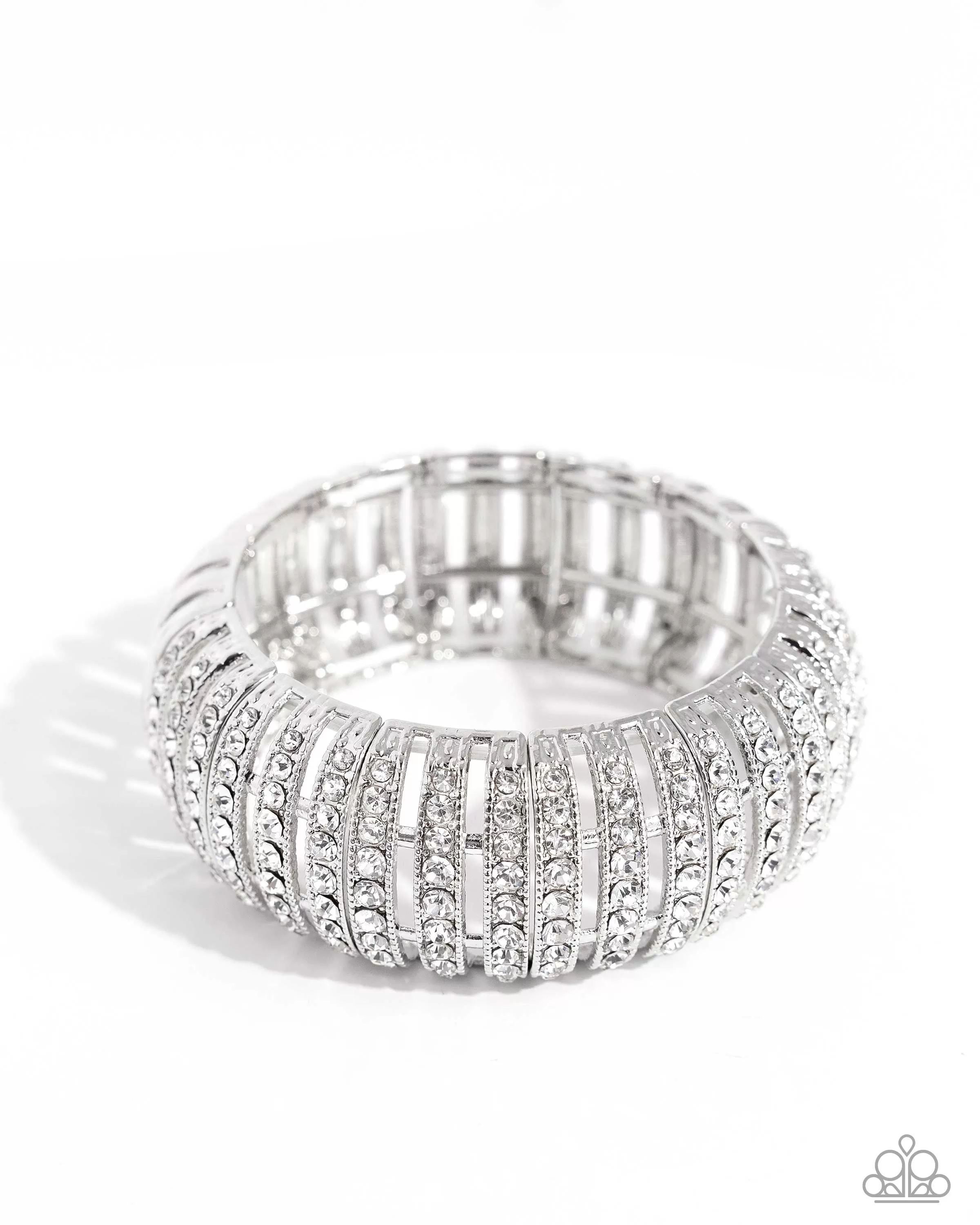 Appealing A-Lister White Rhinestone Bracelet - Paparazzi Accessories