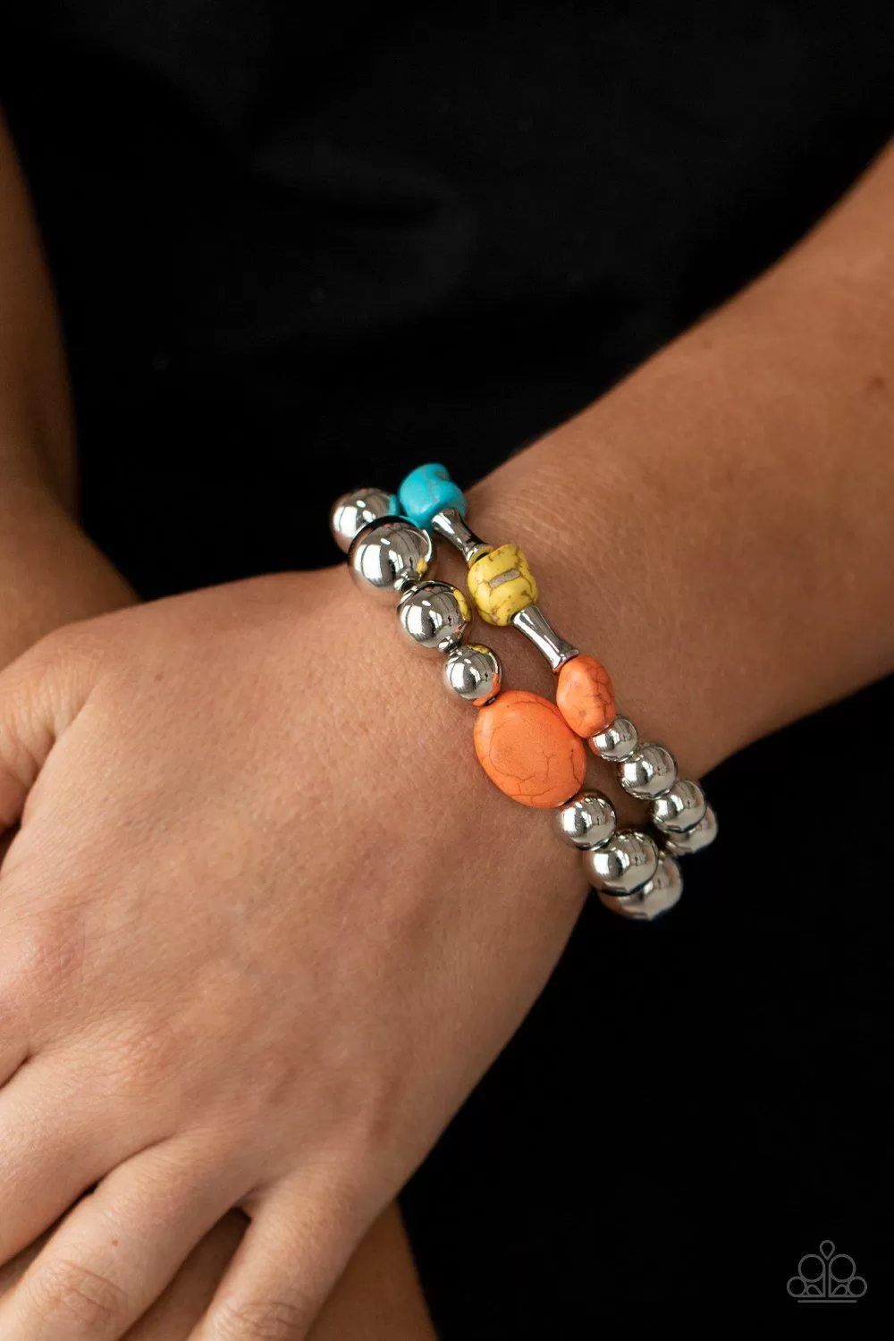 Authentically Artisan Multi Stone and Silver Bracelet Set - Paparazzi Accessories