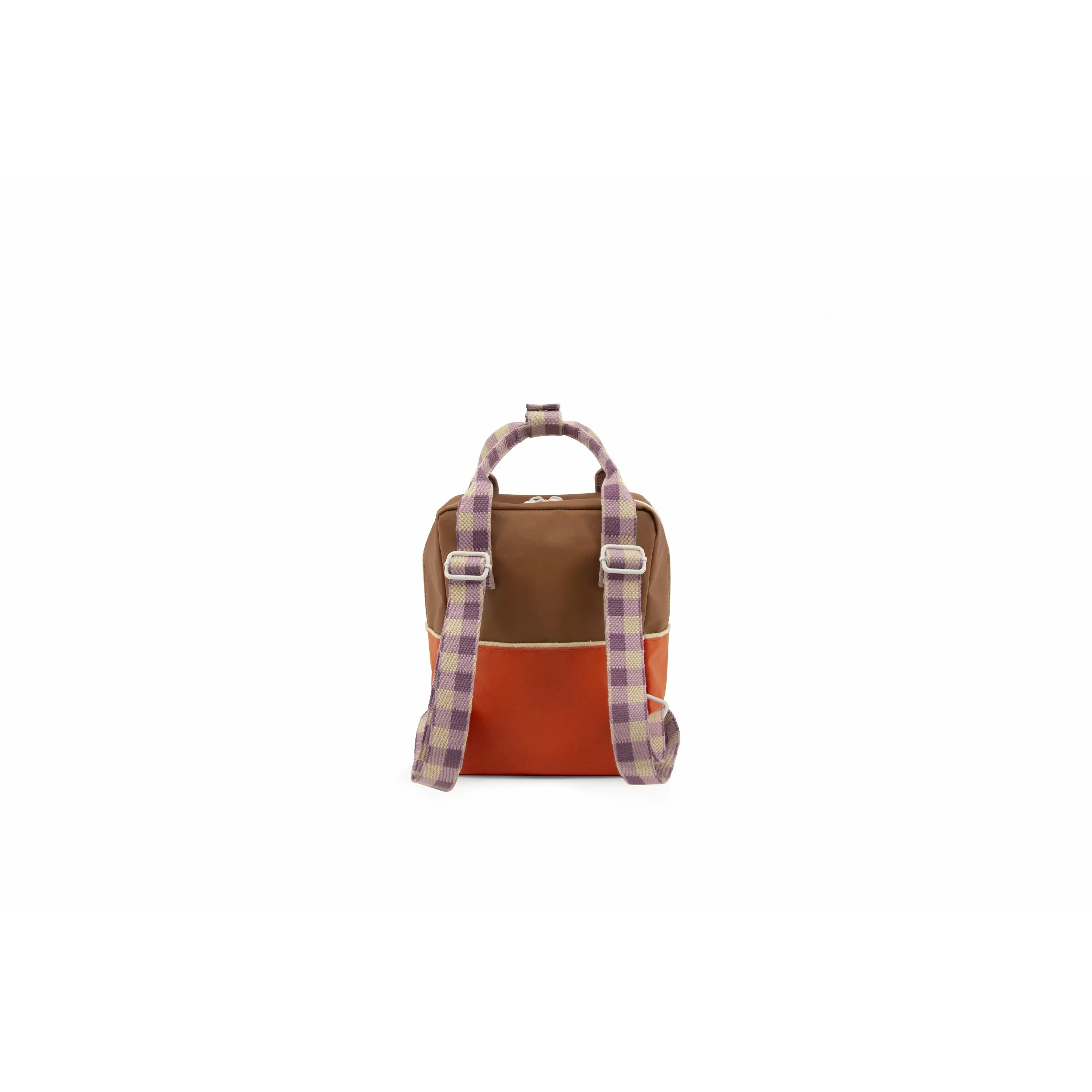 Backpack small | colourblocking | orange juice   plum purple   school bus brown