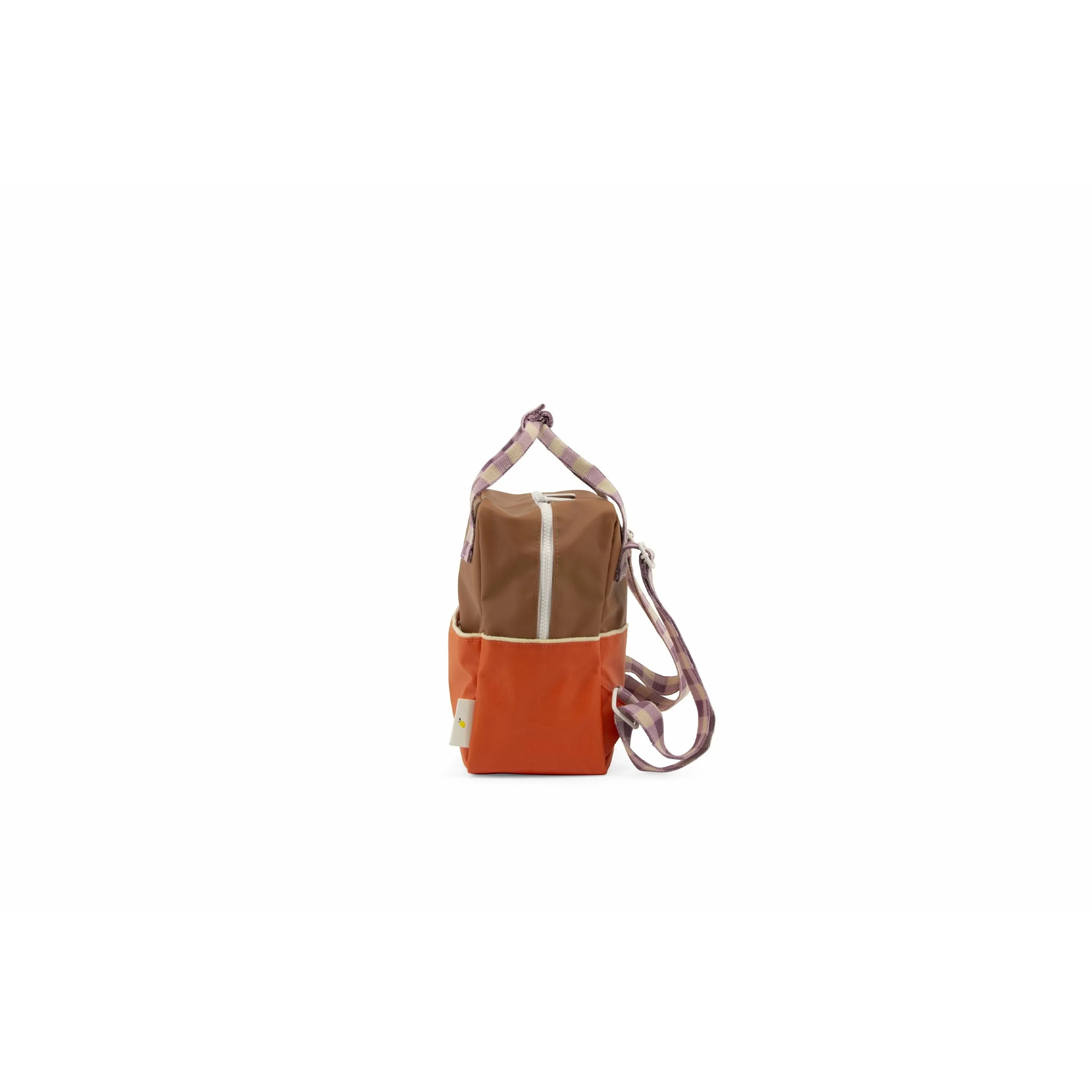 Backpack small | colourblocking | orange juice   plum purple   school bus brown