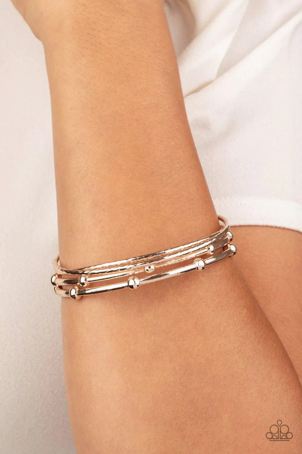 Beauty Basic Rose Gold Bangle Bracelet Set - Paparazzi Accessories