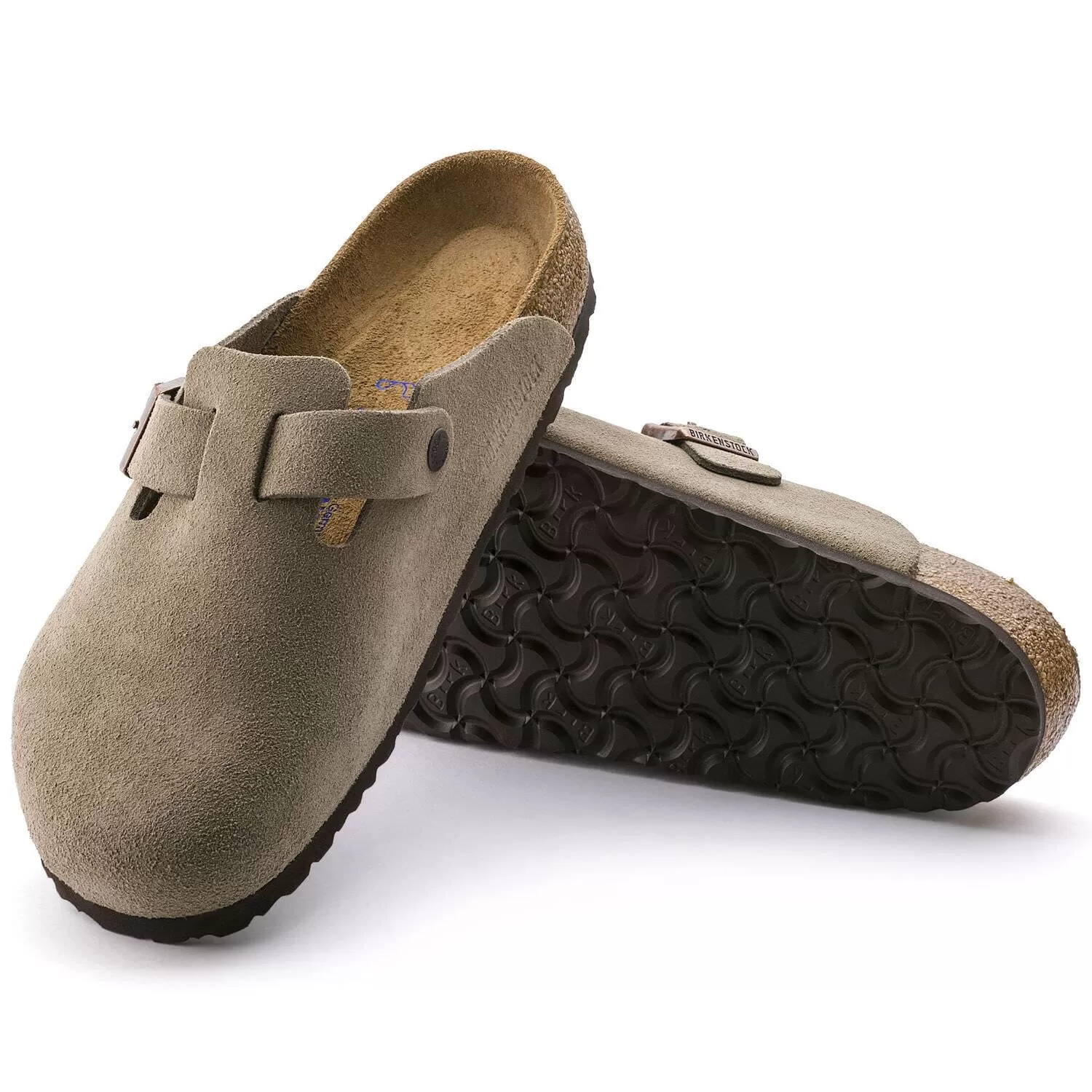 Birkenstock Boston, Regular Fit, Soft Footbed, Suede Leather, Taupe