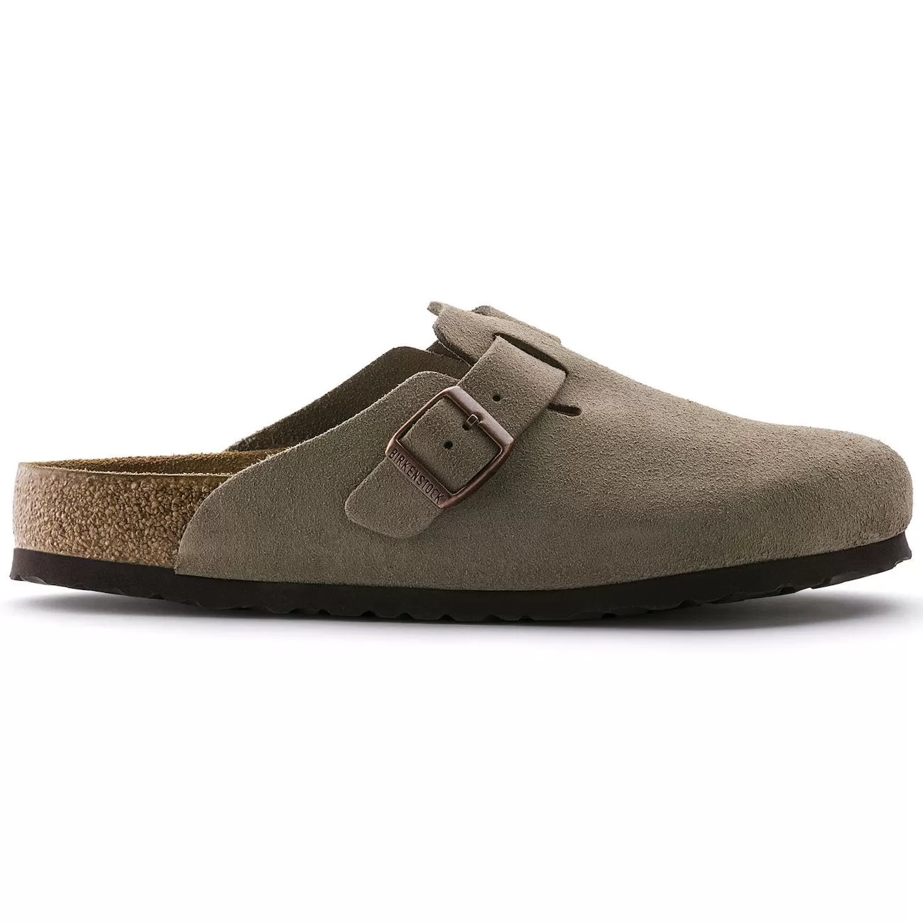 Birkenstock Boston, Regular Fit, Soft Footbed, Suede Leather, Taupe