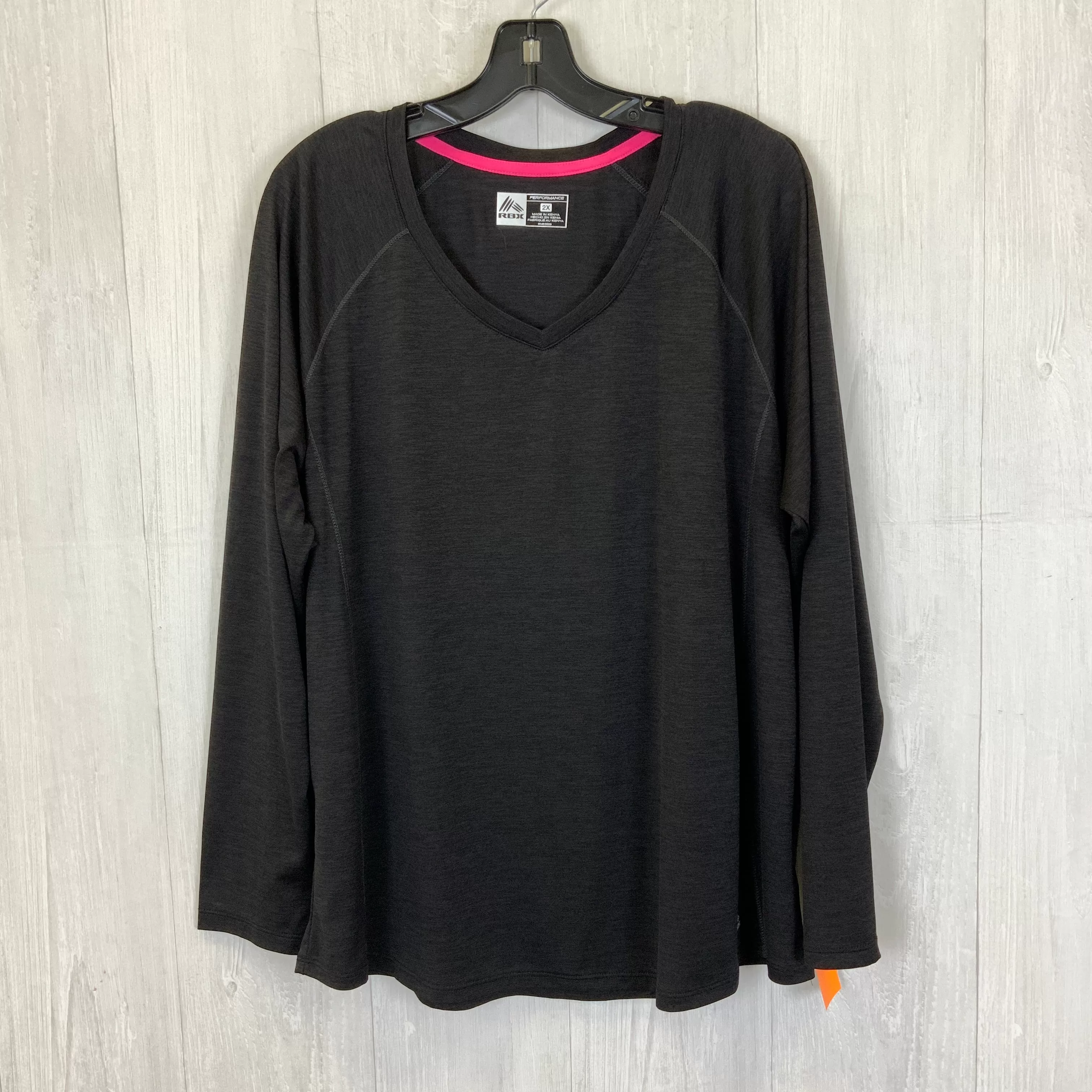 Black Athletic Top Long Sleeve Crewneck Rbx, Size 2x