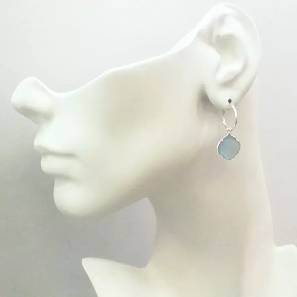 Blue Lace Chalcedony Loop Single Drop Earrings