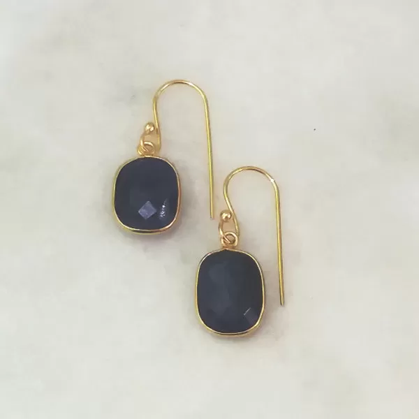 Blue Sapphire Single Drop Hook Earrings