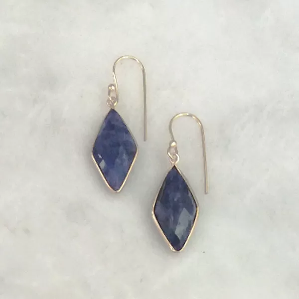 Blue Sapphire Single Drop Hook Earrings