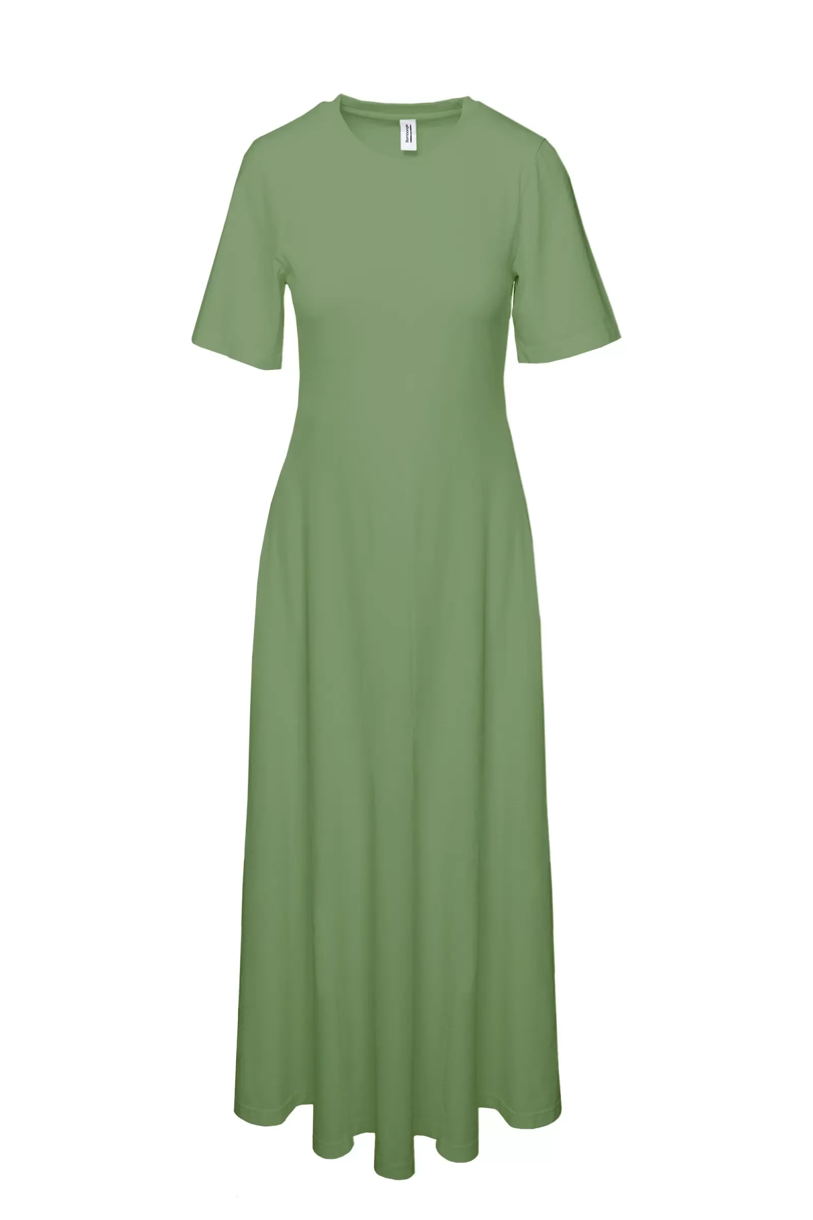 Bomboogie Flared midi dress in organic cotton AW7931TJORI 305 wasabi green