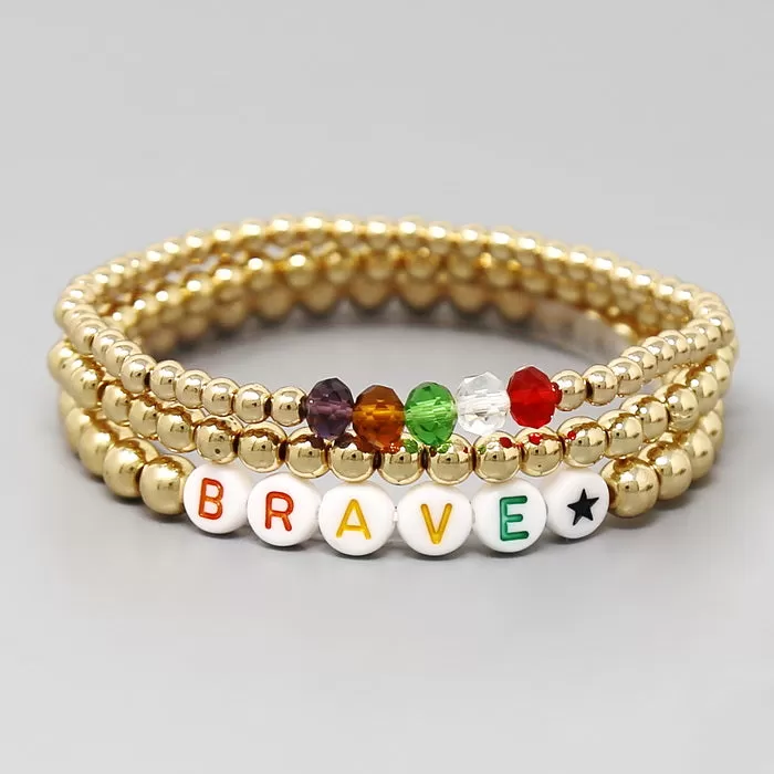 BRAVE Beaded Stretch Bracelet Set