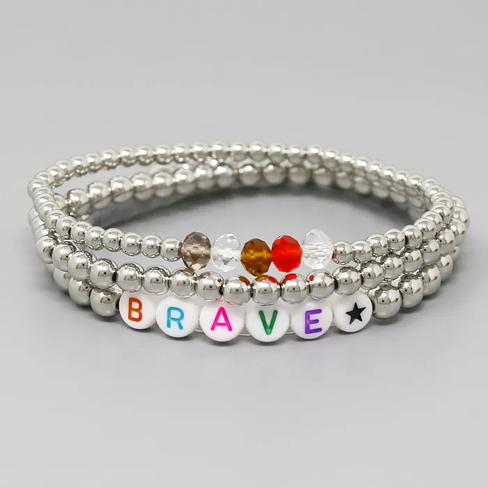 BRAVE Beaded Stretch Bracelet Set