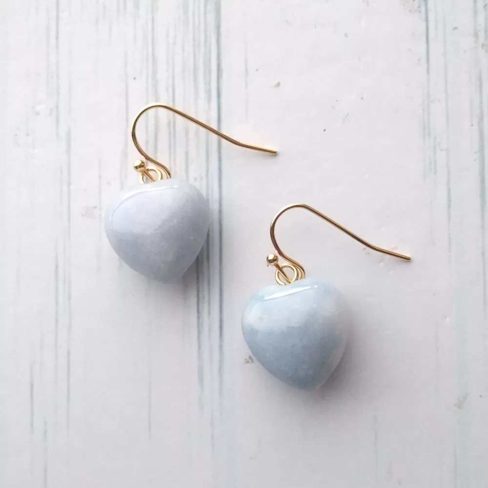 Cabochon Heart Single Drop Earrings