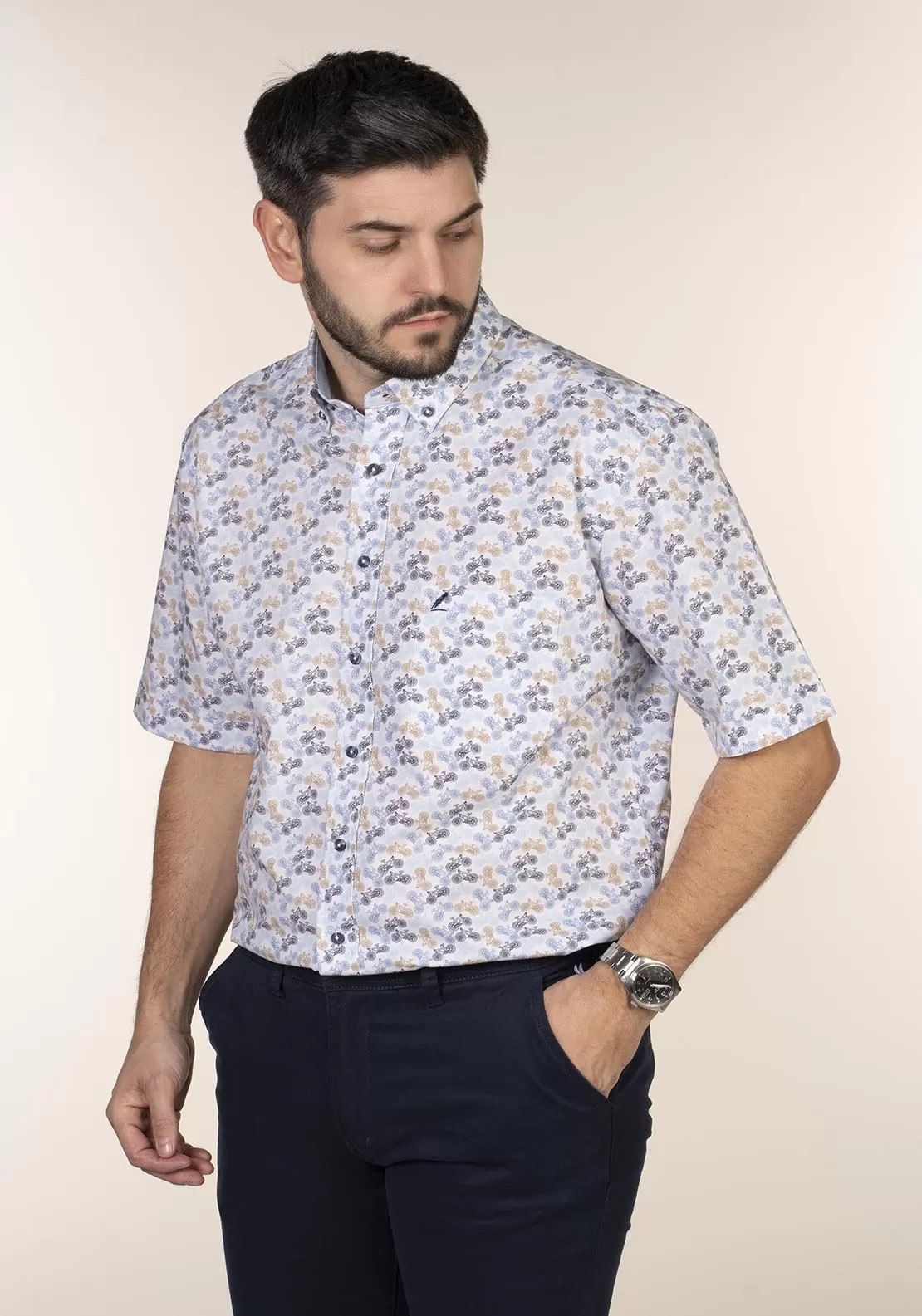 Casual Patterned Short Sleeve Shirt