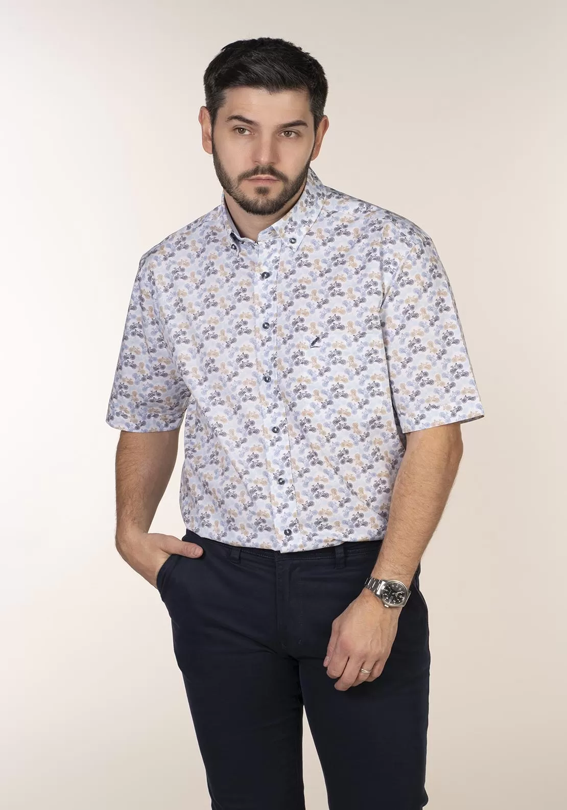 Casual Patterned Short Sleeve Shirt