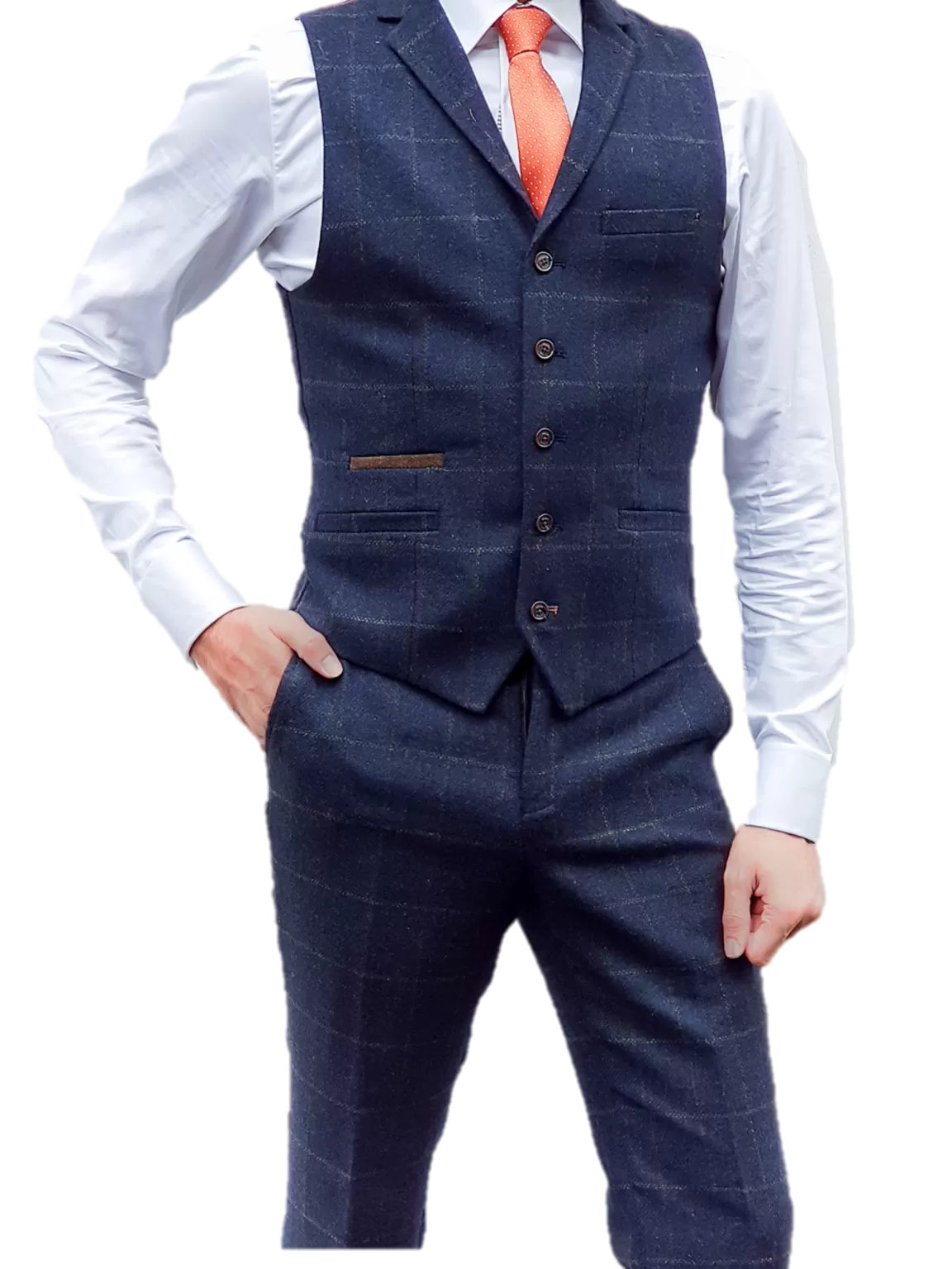 Cavani Kemson Tweed Navy Men's Slim Fit Waistcoat