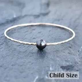 Child Black Freshwater Pearl Bangle with Grommet