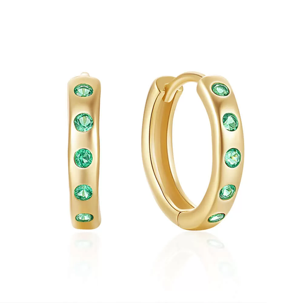 Classic Colorful CZ Diamond Hoop Earrings