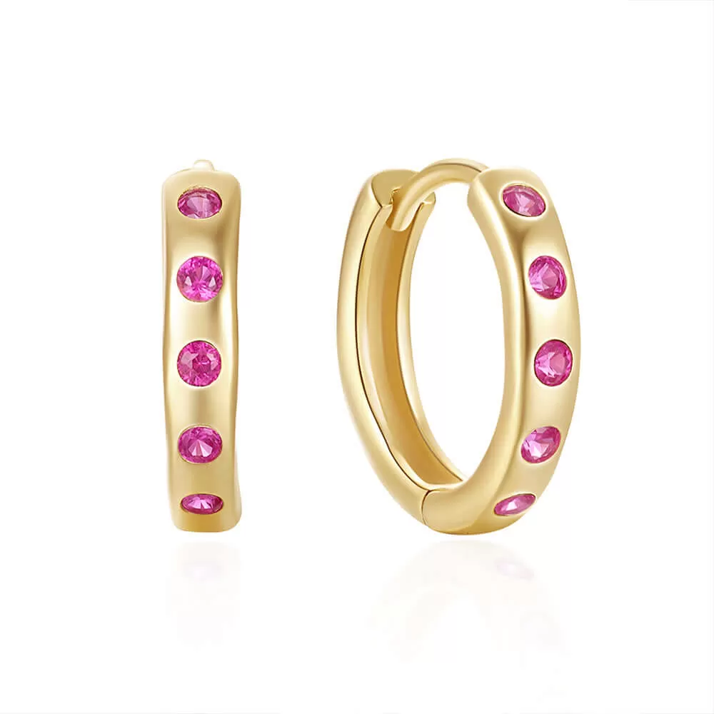 Classic Colorful CZ Diamond Hoop Earrings