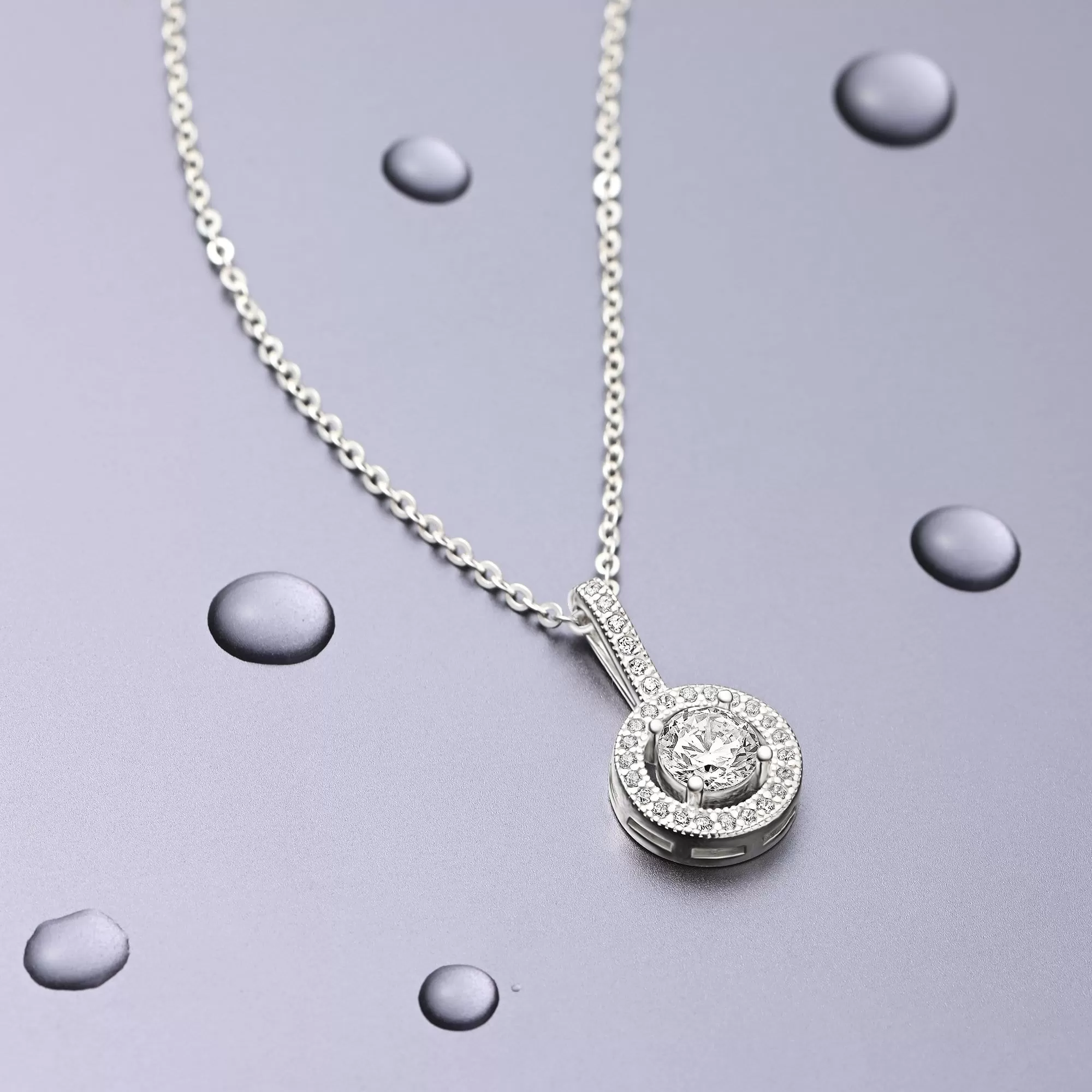 Classic CZ Drop Pendant Necklaces Sterling Silver