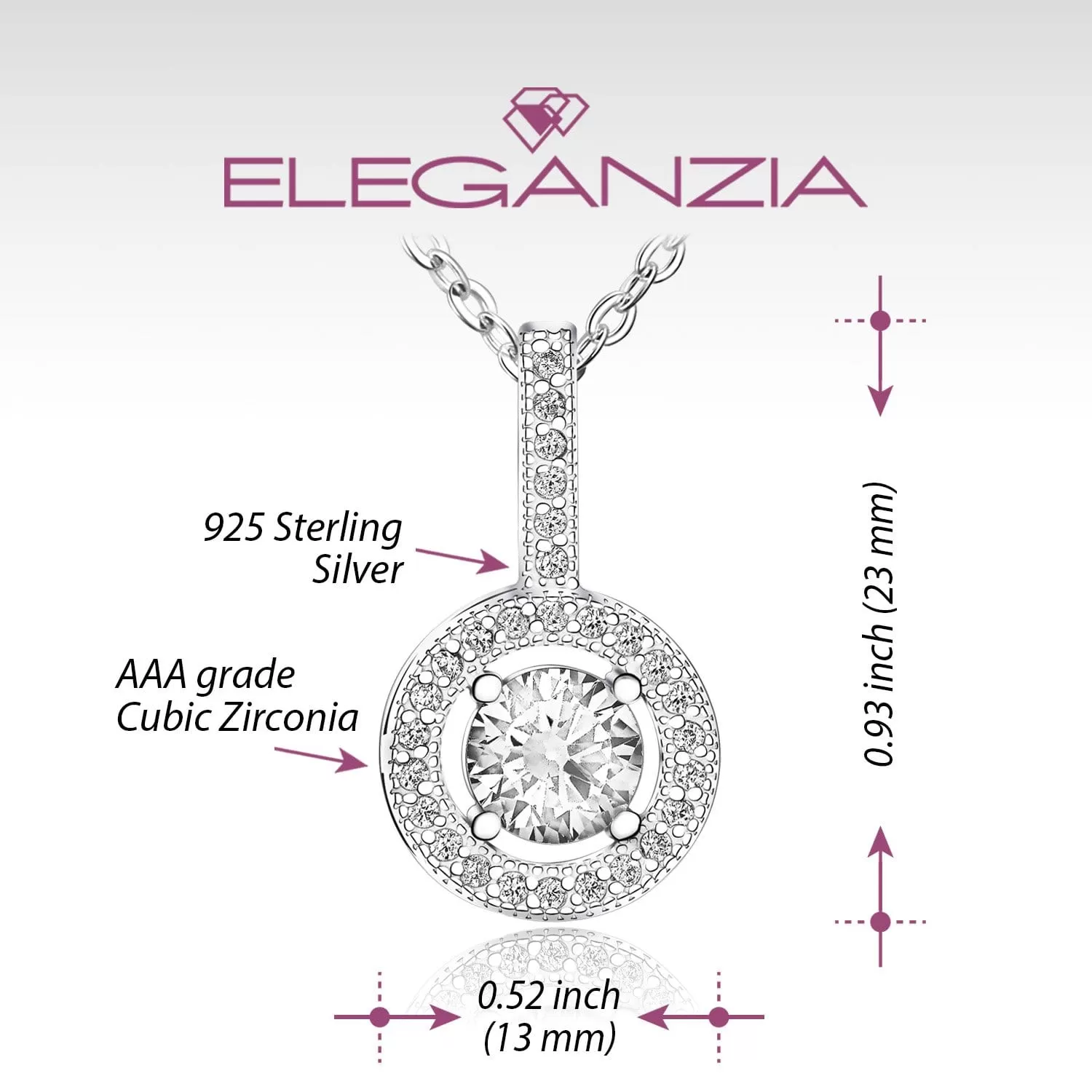 Classic CZ Drop Pendant Necklaces Sterling Silver