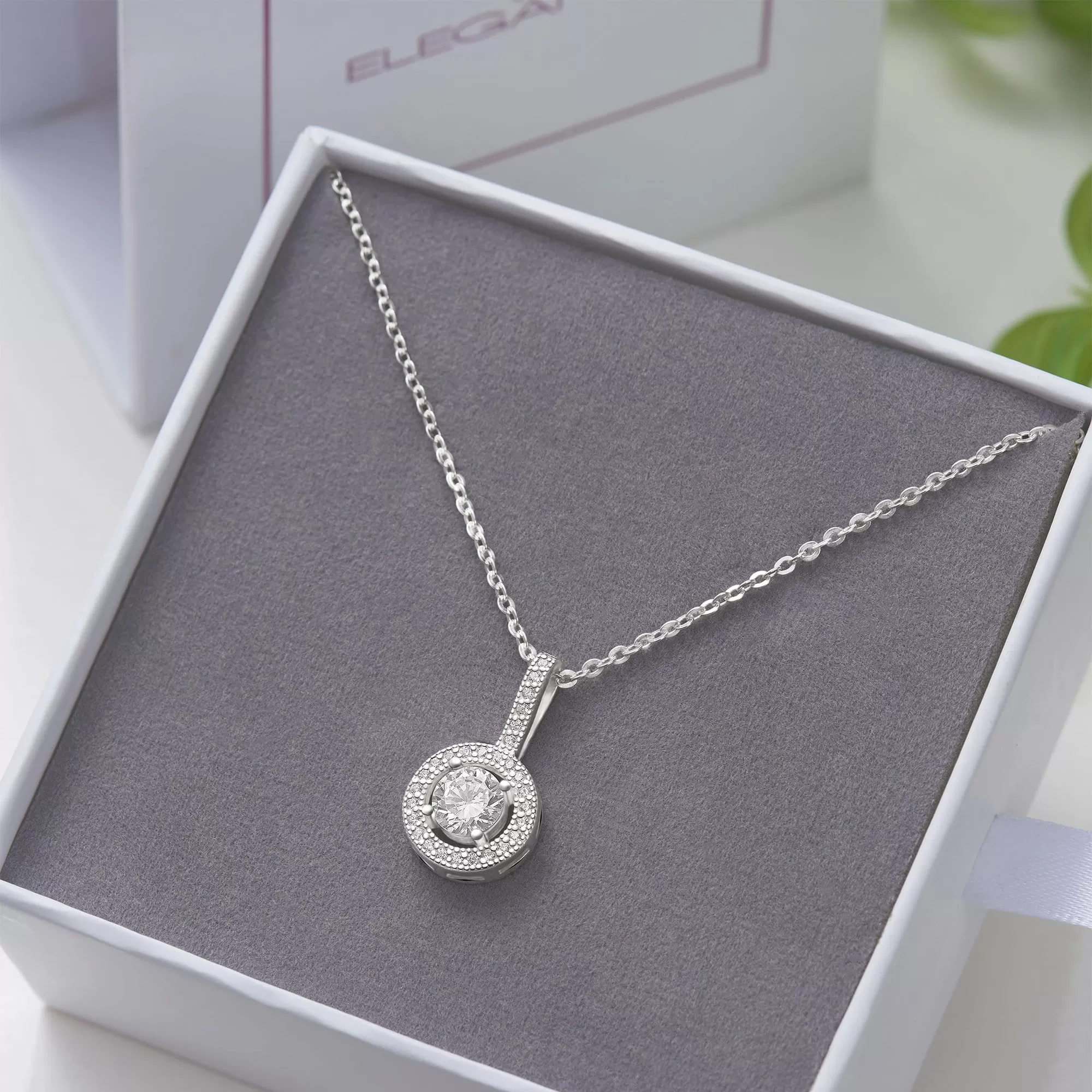 Classic CZ Drop Pendant Necklaces Sterling Silver