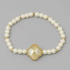 Clover Charm Pearl Beaded Bracelet