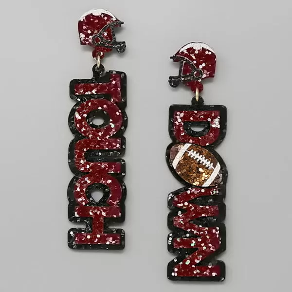 College Football Touchdown Glitter Drop Earrings