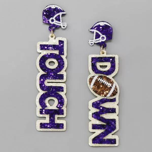 College Football Touchdown Glitter Drop Earrings