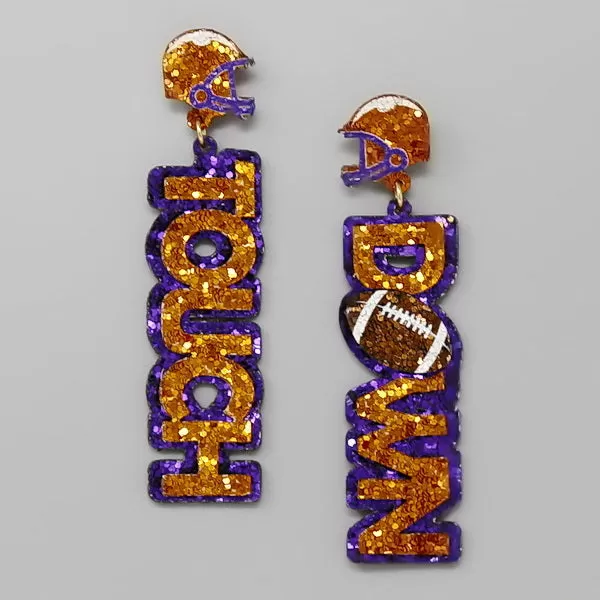 College Football Touchdown Glitter Drop Earrings