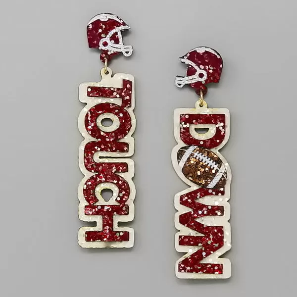 College Football Touchdown Glitter Drop Earrings