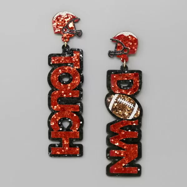 College Football Touchdown Glitter Drop Earrings