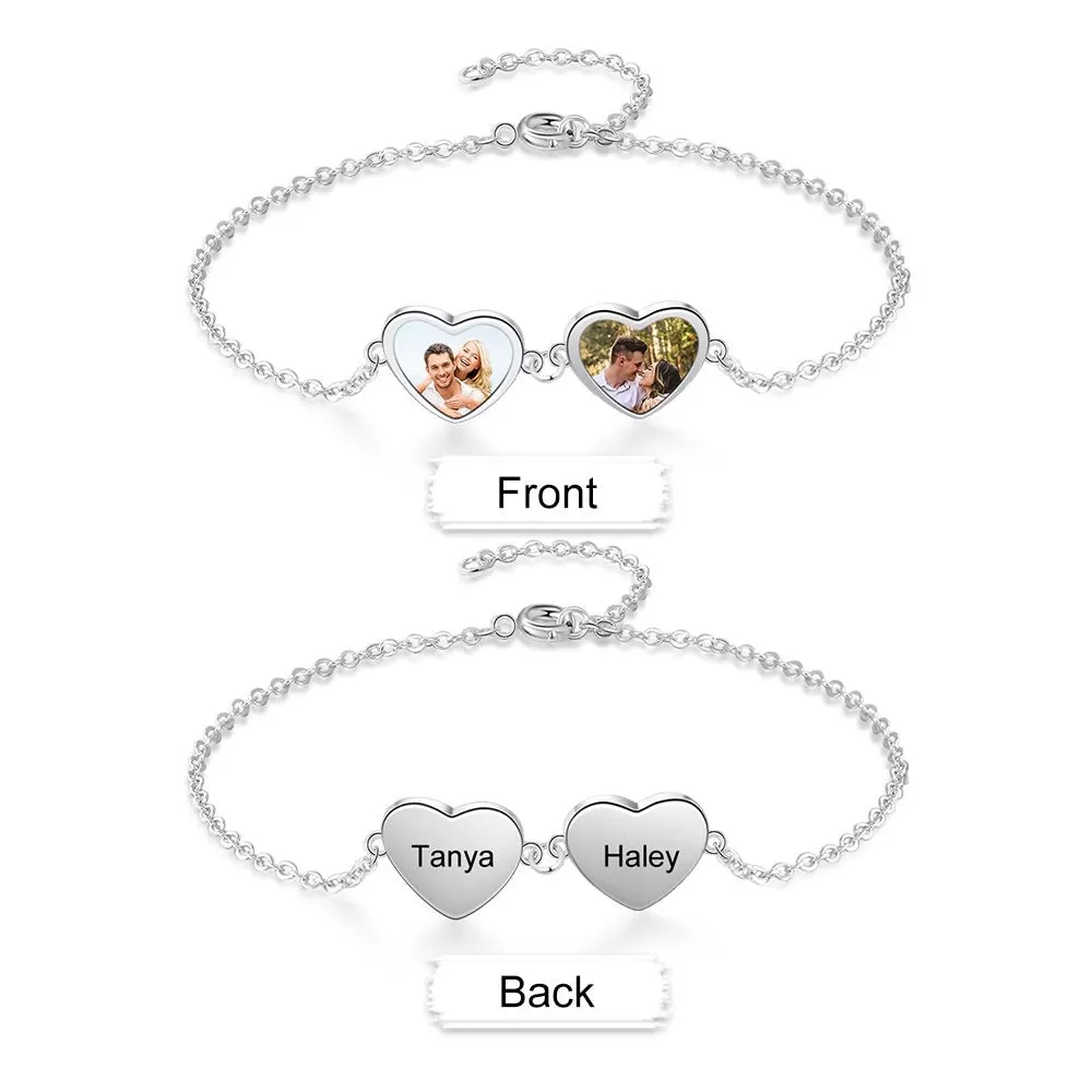 Customized Photo Double Cordate Chain Bracelet