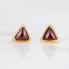 Dainty Red Triangle Garnet Stud Earrings