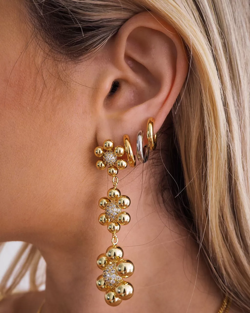 Daisy Statement Earrings- Gold