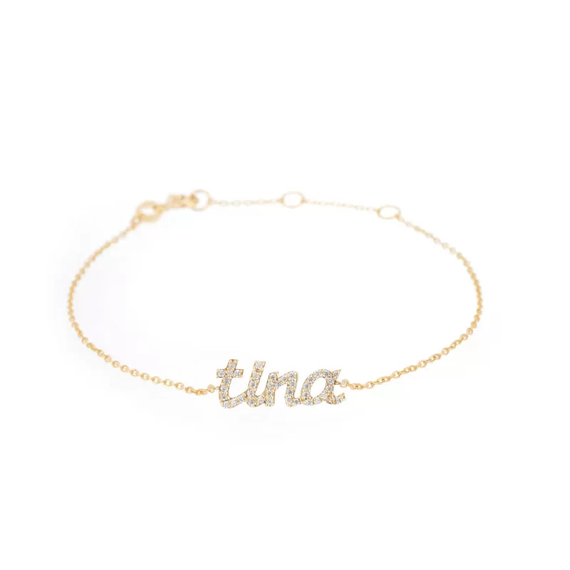 Diamond Pavé Personalized Cursive Bracelet