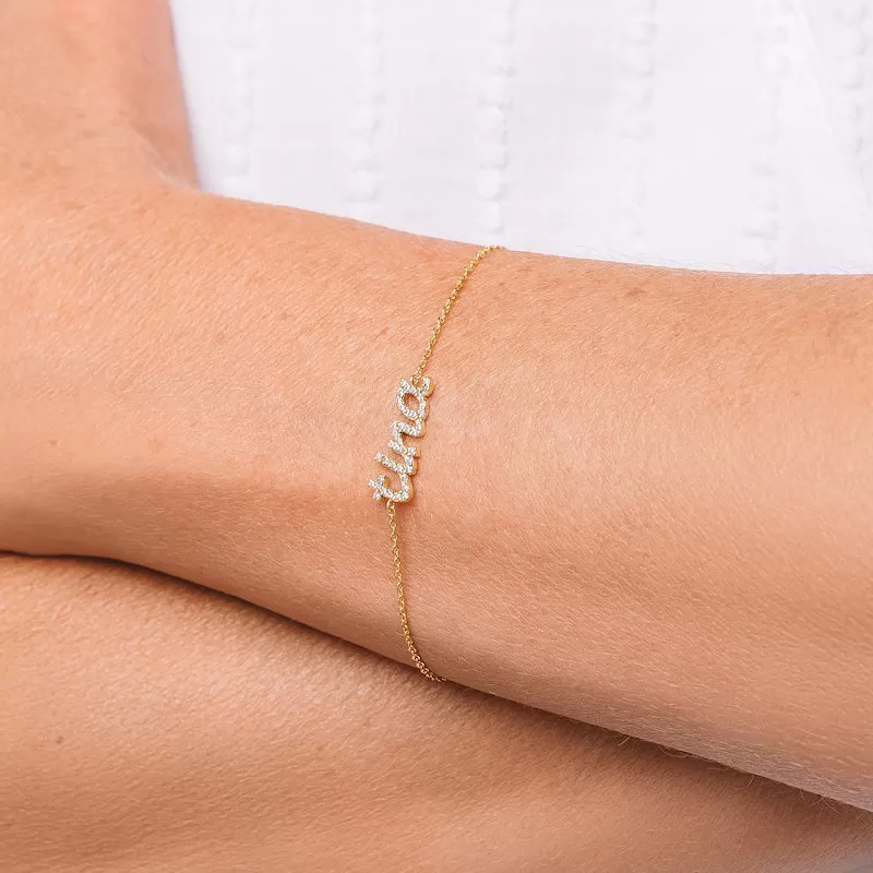 Diamond Pavé Personalized Cursive Bracelet