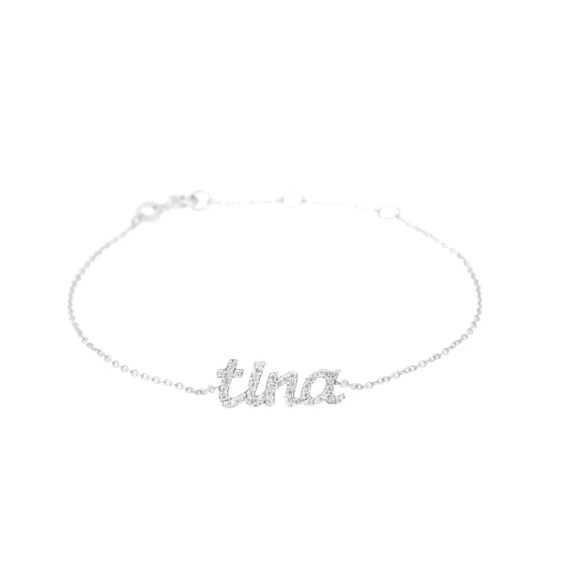 Diamond Pavé Personalized Cursive Bracelet